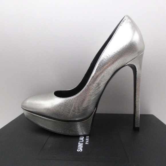 Saint Laurent Janis 105 Metallic Miroir Pumps Platforms 40.5 - Picture 1 of 5